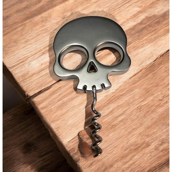 Fred Bar Bones Corkscrew Solid Silver Colored Skull Head Corkscrew 5" x 2.75" - Picture 1 of 6